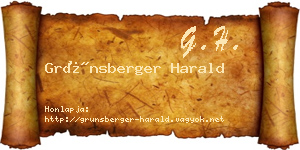 Grünsberger Harald névjegykártya